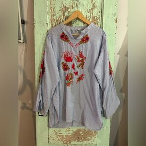 Women’s heavily embroidered floral tunic top.